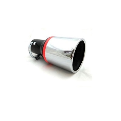 Ponteira cromada para escape automóvel com braçadeira preta