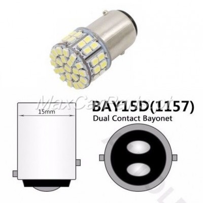 Lâmpada LED BAY15D 1157 com múltiplos LEDs e base baioneta dual contact