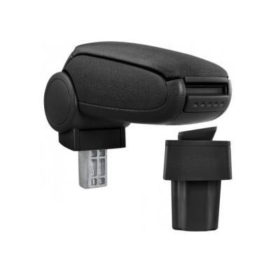 Apoio de braço para carro preto com base metálica e suporte plástico