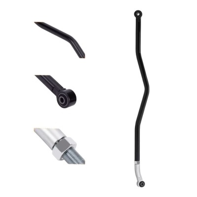 Barra de ligação preta com extremidades metálicas e rolamentos