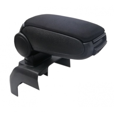 Apoio de braço preto para automóvel, superfície almofadada e base em plástico