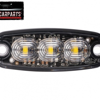 Luz LED de 3 lâmpadas com suporte preto e cobertura transparente