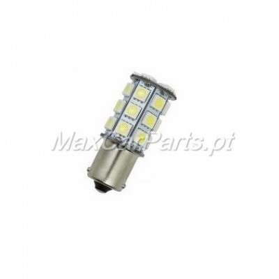 Lâmpada LED com base metálica prateada e LEDs alinhados