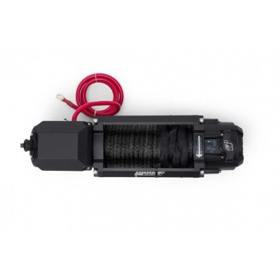 Guincho elétrico preto com cabo metálico e cabo vermelho