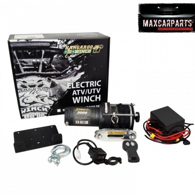 Kit de guincho elétrico ATV/UTV Kangaroo Winch com acessórios e embalagem