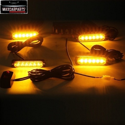 Conjunto de quatro luzes LED amarelas para automóvel com fios pretos