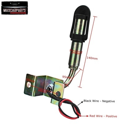 Peça mecânica metálica com fios e marcas dimensionais em fundo branco