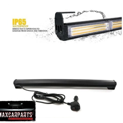 Barra LED preta impermeável com conector e texto IP65 em fundo branco