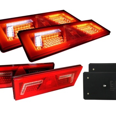 Conjunto de luzes traseiras vermelhas, brancas e âmbar para automóvel