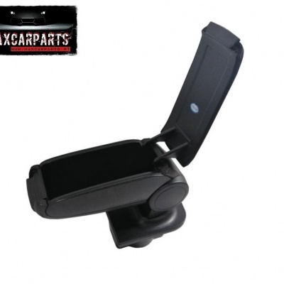 Apoio de braço preto para carro com tampa aberta e base ajustável