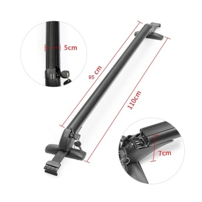 Barra preta para tejadilho de carro com medidas e fechos de aperto