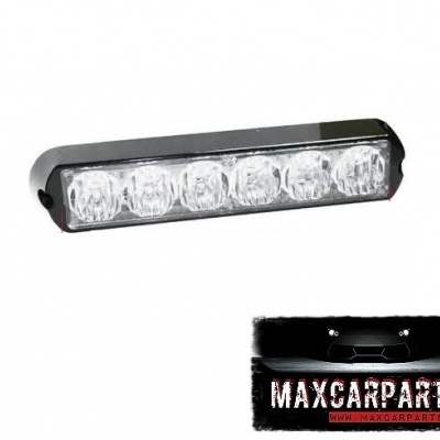 Farol de luz LED retangular com seis LEDs em fundo branco