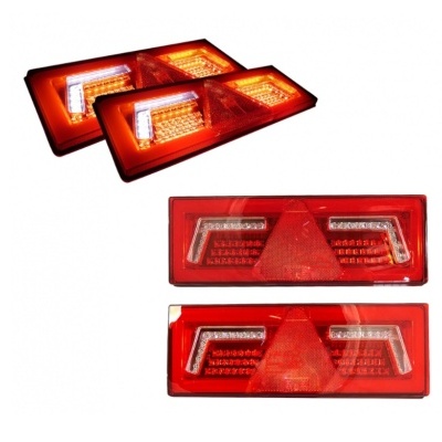 Conjunto de luzes traseiras vermelhas com LEDs e triângulo refletor