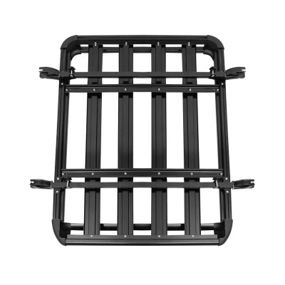 Bagageira para tejadilho de automóvel preta em metal com barras e suportes