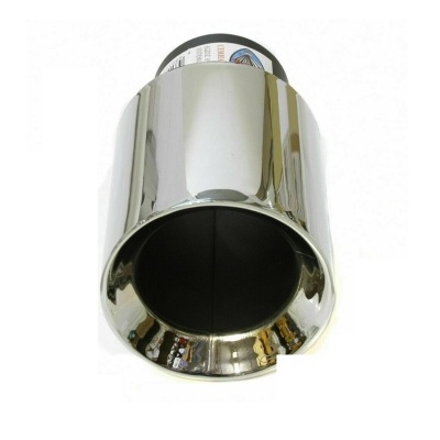 Extremidade de escape de carro cromada e preta com etiqueta