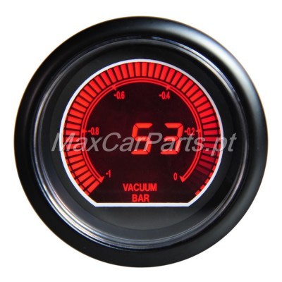 Manómetro digital redondo com mostrador vermelho e número 5.7