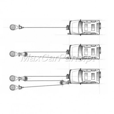Desenho técnico de veículos a rebocar objetos com cabos