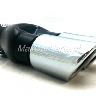 Saída de escape dupla metálica cromada com adaptador preto