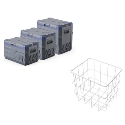 Caixas de armazenamento portáteis cinza e cesto de arame branco