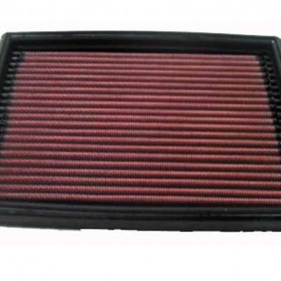 Filtro de ar retangular vermelho com armação preta