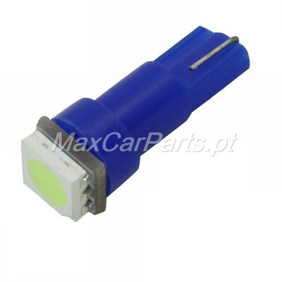 Lâmpada LED azul com base metálica e topo quadrado branco