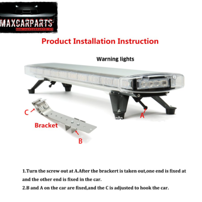 Barra luminosa de aviso com suporte metálico e instruções de instalação