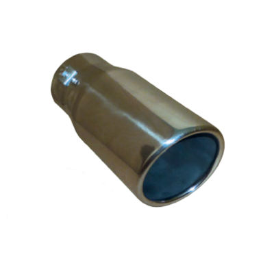 Conjunto metálico cilíndrico cromado com interior escuro numa superfície branca