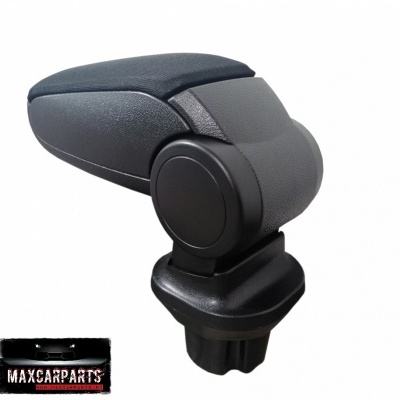 Apoio de braço para automóvel cinza e preto com base de fixação