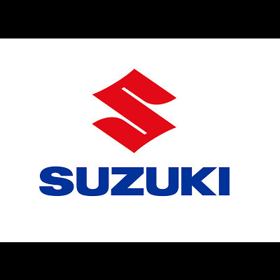 Logótipo da Suzuki em vermelho e azul sobre fundo branco