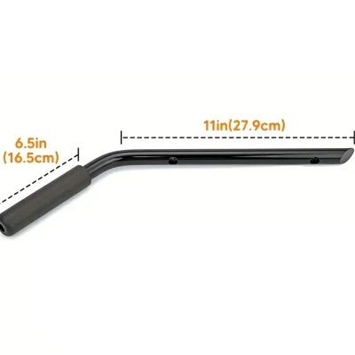 Pega de metal preta com revestimento de borracha e dimensões indicadas