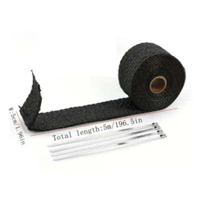 Rolo de fita térmica preta trançada com abraçadeiras de nylon brancas
