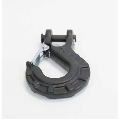 Gancho industrial preto com mola e trava de segurança