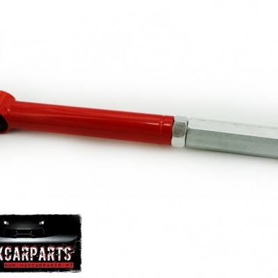 Braço regulável vermelho para automóvel com terminais pretos e porcas metálicas