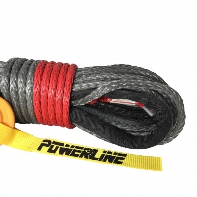 Corda sintética trançada cinzenta e vermelha com fita amarela Powerline