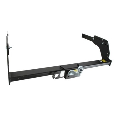 Barra de reboque preta metálica com gancho e suporte vertical