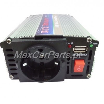 Inversor de corrente 12V para 230V com tomada e botões