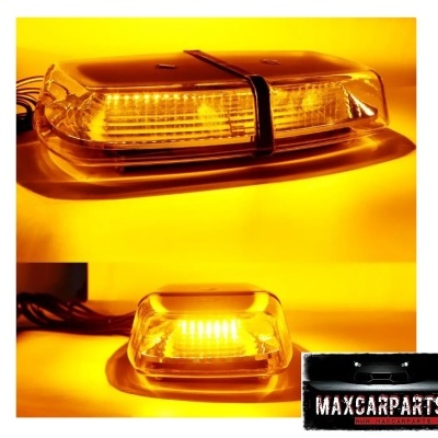 Luzes LED automotivas transparentes e amarelas em fundo amarelo com logótipo MAXCARPARTS