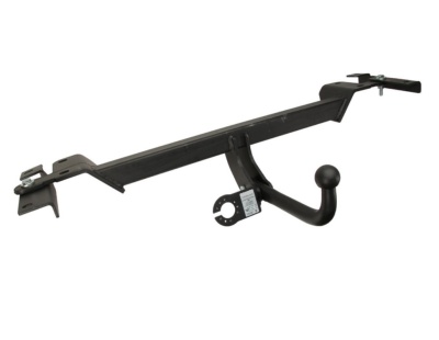 Barra de reboque preta em metal com bola de reboque