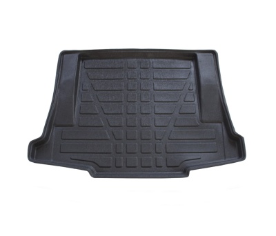 Tapete de protecção para mala de carro preto em borracha com textura.