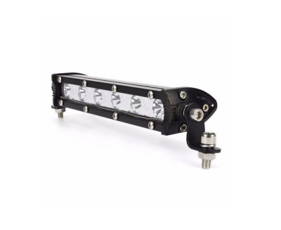 Barra de luz LED preta retangular para veículo com lente transparente e parafusos