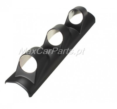 Suporte preto para três manómetros de carro em plástico