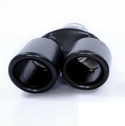 Ponteira dupla de escapamento preta fosca com fundo branco