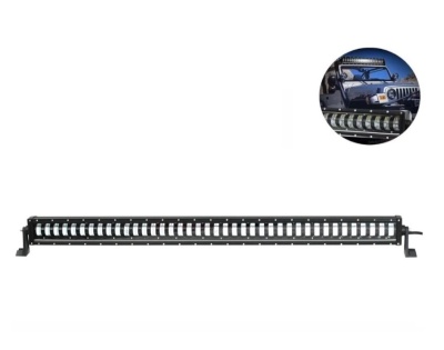 Barra de luz LED preta longa para veículos, diversos LEDs em estrutura metálica