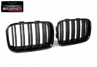 Conjunto de grelhas dianteiras pretas brilhantes para carro