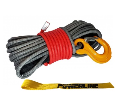 Corda de resgate cinzenta com gancho amarelo e fita amarela Powerline