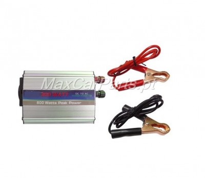 Inversor de tensão DC para AC 800 watts com cabos e garras crocodilo