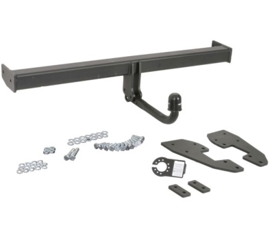 Engate de reboque preto com parafusos e suportes