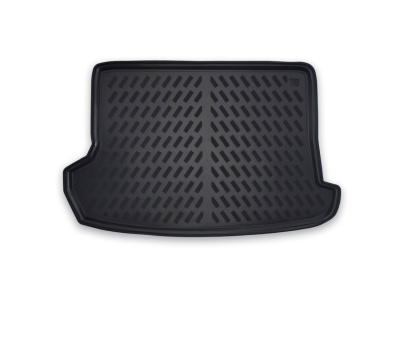 Tapete de automóvel em borracha preta com padrão antiderrapante e bordas elevadas