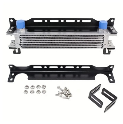 Radiador de óleo automóvel com acessórios em metal preto e cinza