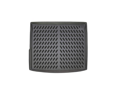 Tapete para mala de automóvel preto em borracha com padrão de ranhuras diagonais